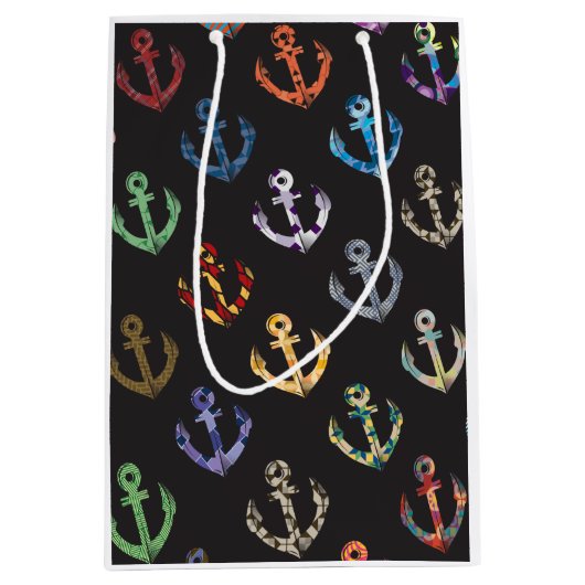 Kleurrijke ankers medium cadeauzakje (Voorkant)