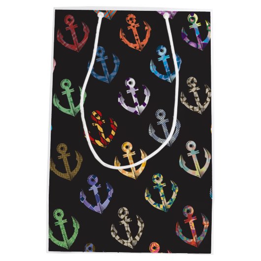 Kleurrijke ankers medium cadeauzakje (Achterkant)
