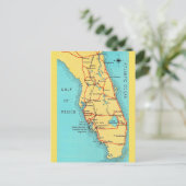 Kleurrijke ansichtkaart met oude kaart van Florida (Staand voorkant)