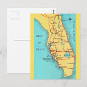 Kleurrijke ansichtkaart met oude kaart van Florida (Voorkant / Achterkant)