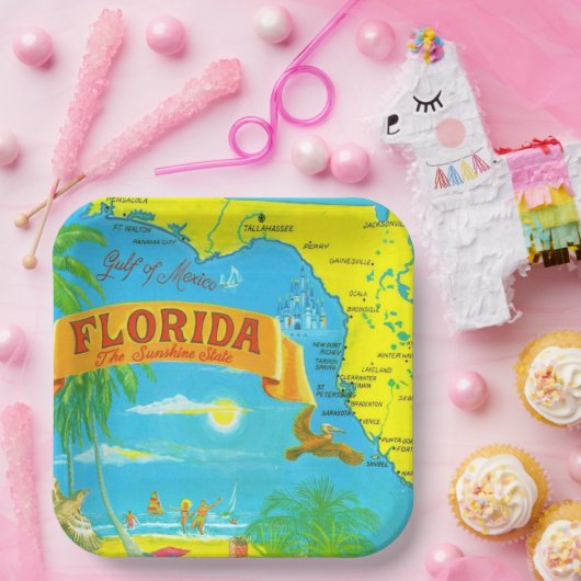 Kleurrijke ansichtkaart van Florida Papieren Bordje (Feest)