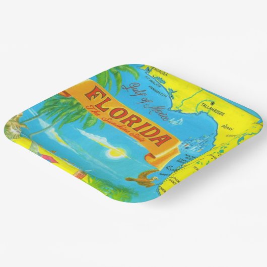 Kleurrijke ansichtkaart van Florida Papieren Bordje (Gebogen)