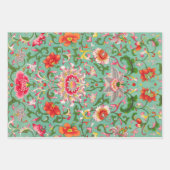 Kleurrijke Antiek Bloemen Botanische Chinoiserie Inpakpapier Vel (Voorkant 3)