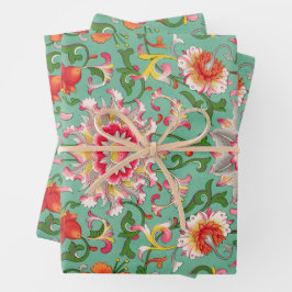 Kleurrijke Antiek Bloemen Botanische Chinoiserie Inpakpapier Vel