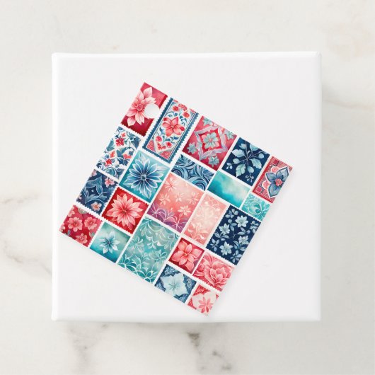 Kleurrijke Antiek Stamp Art Gift Labels (In situ)