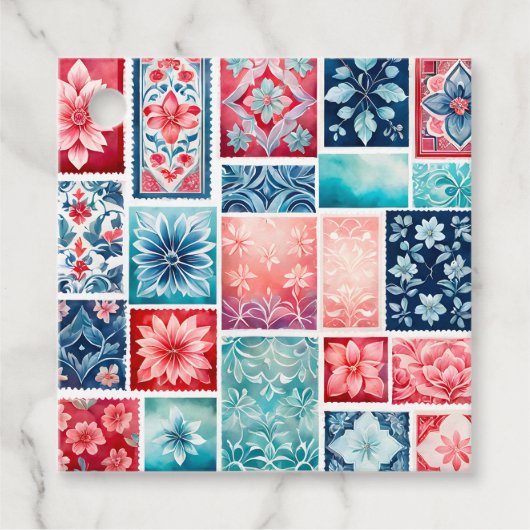 Kleurrijke Antiek Stamp Art Gift Labels (Voorkant)