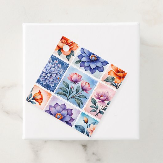 Kleurrijke Antiek Stamp Art Gift Labels (In situ)