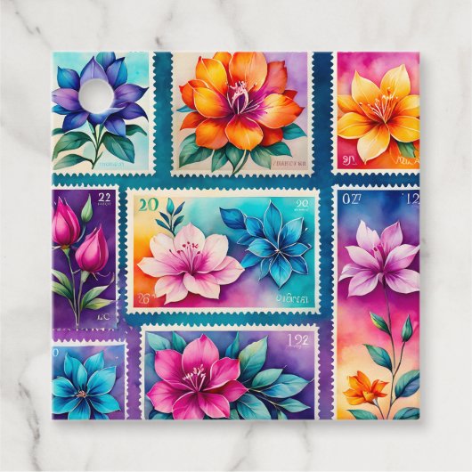 Kleurrijke Antiek Stamp Art Gift Labels (Voorkant)