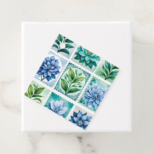 Kleurrijke Antiek Stamp Art Gift Labels (In situ)