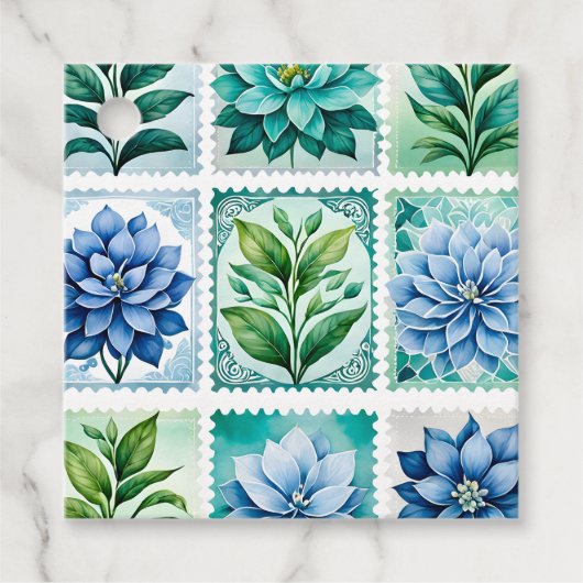 Kleurrijke Antiek Stamp Art Gift Labels (Voorkant)