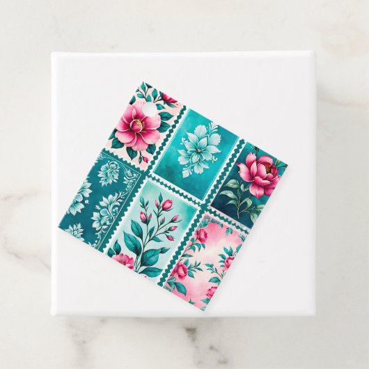 Kleurrijke Antiek Stamp Art Gift Labels (In situ)