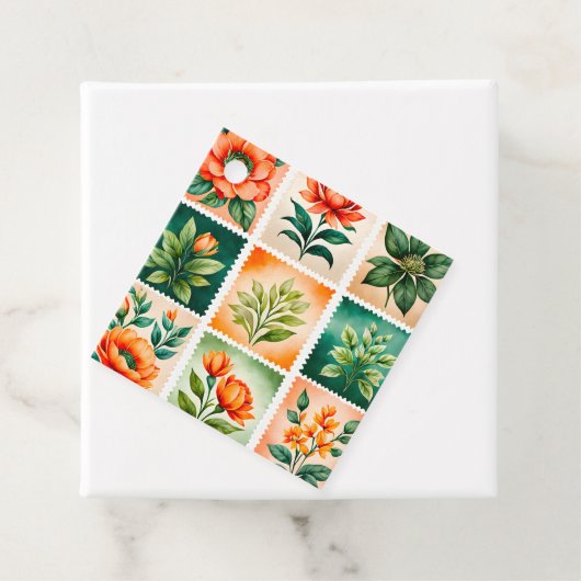 Kleurrijke Antiek Stamp Art Gift Labels (In situ)