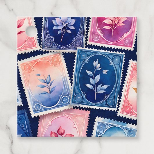 Kleurrijke Antiek Stamp Art Gift Labels (Voorkant)