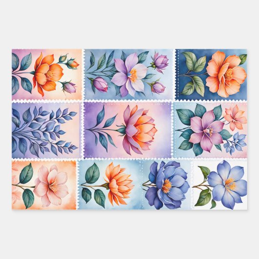 Kleurrijke Antiek Stamp Art Wrapping Papieren Blad Inpakpapier Vel (Voorkant 3)