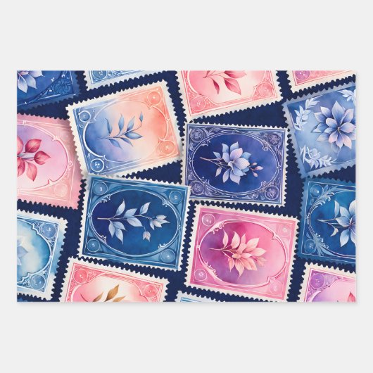 Kleurrijke Antiek Stamp Art Wrapping Papieren Blad Inpakpapier Vel (Voorkant)