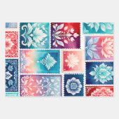 Kleurrijke Antiek Stamp Art Wrapping Papieren Blad Inpakpapier Vel (Voorkant 3)