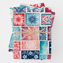 Kleurrijke Antiek Stamp Art Wrapping Papieren Blad