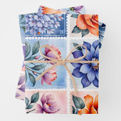 Kleurrijke Antiek Stamp Art Wrapping Papieren Blad Inpakpapier Vel