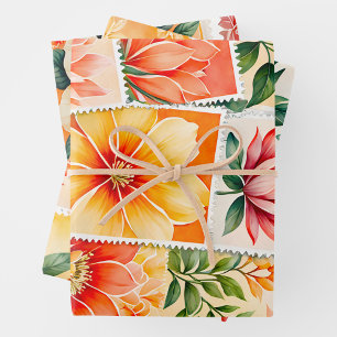Kleurrijke Antiek Stamp Art Wrapping Papieren Blad Inpakpapier Vel