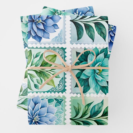 Kleurrijke Antiek Stamp Art Wrapping Papieren Blad Inpakpapier Vel