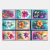Kleurrijke Antiek Stamp Art Wrapping Papieren Blad Inpakpapier Vel (Voorkant 3)
