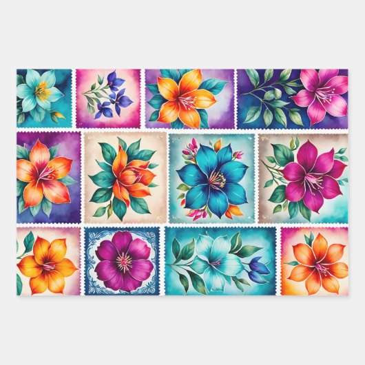 Kleurrijke Antiek Stamp Art Wrapping Papieren Blad Inpakpapier Vel (Voorkant 2)
