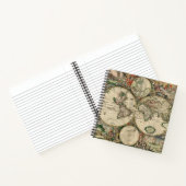 Kleurrijke Antiek Wereldkaart Notitieboek (Binnen)