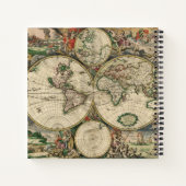 Kleurrijke Antiek Wereldkaart Notitieboek (Achterkant)