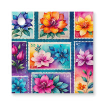 Kleurrijke antieke postzegel kunst cadeau labels