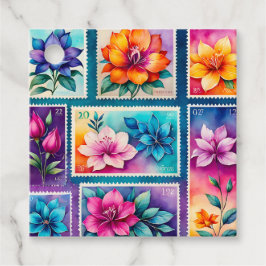 Kleurrijke antieke postzegel kunst cadeau labels