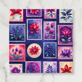 Kleurrijke Antieke Postzegel Kunst Cadeaublaadjes Bedankjes Labels