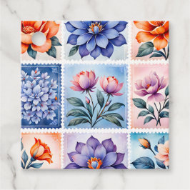 Kleurrijke antieke postzegel kunst cadeaukaartjes bedankjes labels