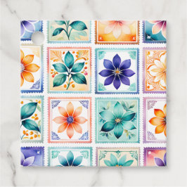 Kleurrijke antieke postzegel kunst cadeaukaartjes bedankjes labels