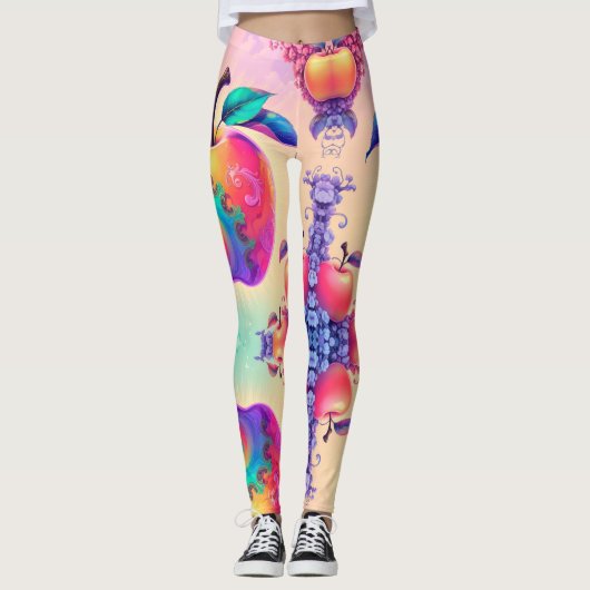 Kleurrijke appel leggings (Voorkant)