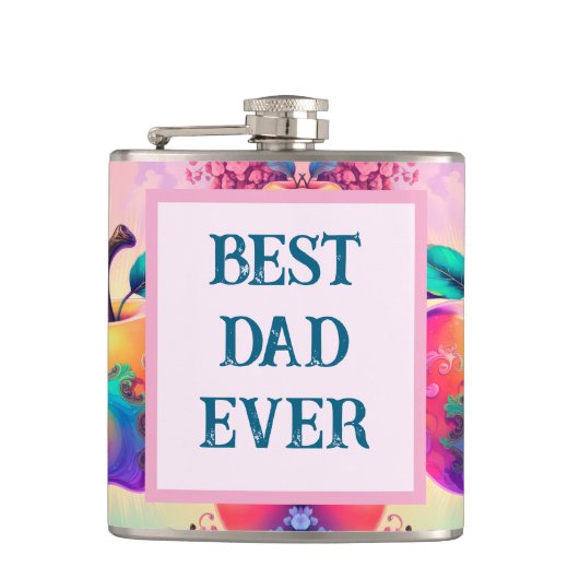 Kleurrijke appel met beste vader ooit heupfles (Voorkant)