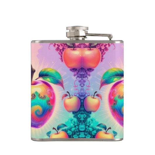 Kleurrijke appel met beste vader ooit heupfles (Achterkant)