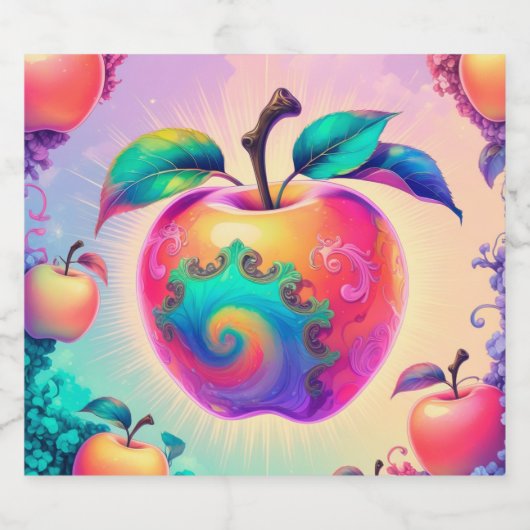 Kleurrijke appel sparkling wijnetiket (Enkel label)