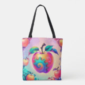Kleurrijke appel tote bag (Achterkant)
