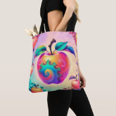 Kleurrijke appel tote bag (Dichtbij)