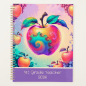 Kleurrijke appel voor leerkracht 1e klas 2026 planner (Voorkant)