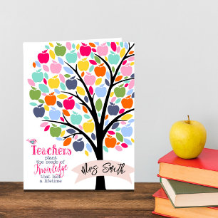 Kleurrijke appelboom leraar bedankcadeau kaart