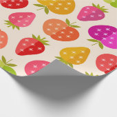 Kleurrijke appels en aardbeien met Retro Stars Cadeaupapier (Hoek)