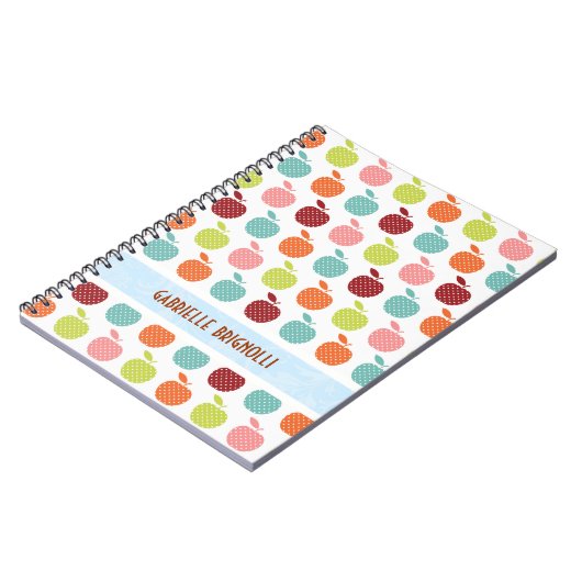 Kleurrijke appels en pokadot naadloos patroon notitieboek (Linkerzijde)