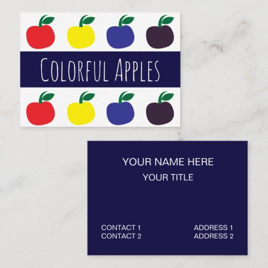 Kleurrijke appels fruit leraar leraar tutor visitekaartje (Voorkant / Achterkant)