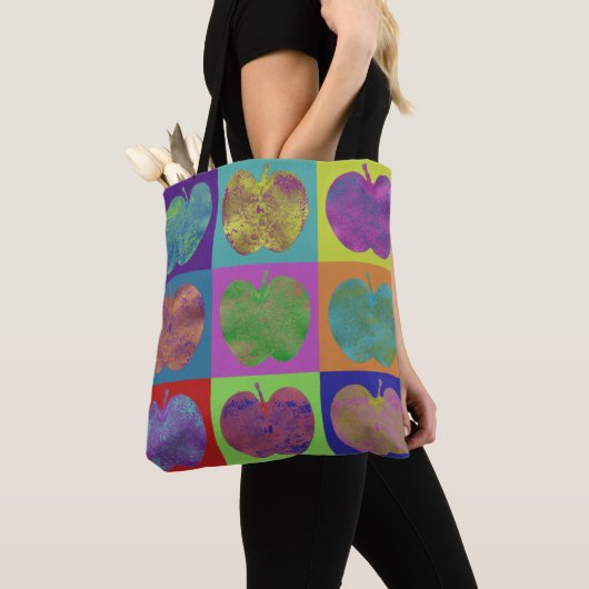 Kleurrijke appels Pop Art Canvas tas (Dichtbij)
