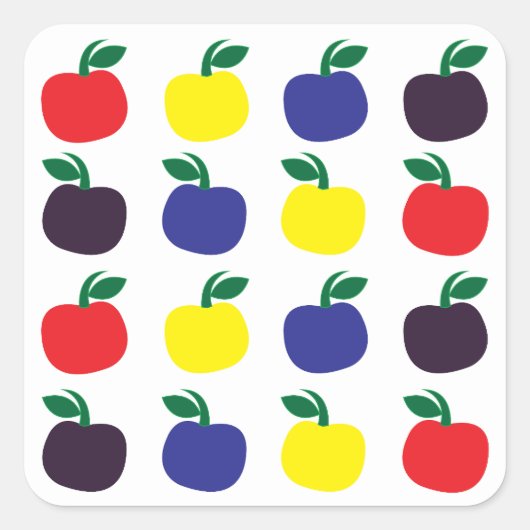 Kleurrijke Appels Vruchten Vierkante Sticker (Voorkant)