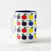 Kleurrijke appelvruchten tweekleurige koffiemok (Voorkant links)