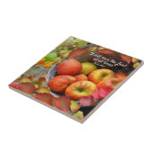 Kleurrijke Apple Basket- en Fall Leaves. Gepersona Tegeltje (Zijkant)