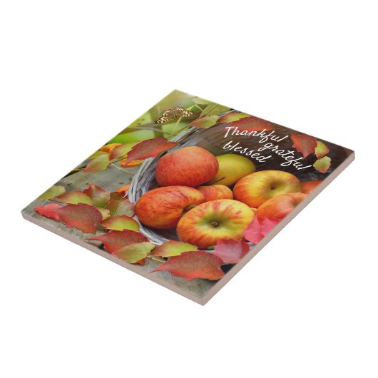 Kleurrijke Apple Basket- en Fall Leaves. Tegeltje (Zijkant)