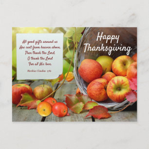 Kleurrijke Apple Basket Thanksgiving Briefkaart